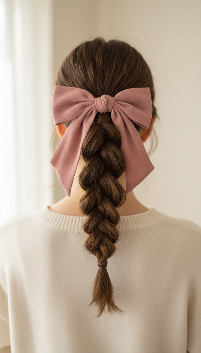 10 Ponytail Hairstyles with Bow That Look Super Cute